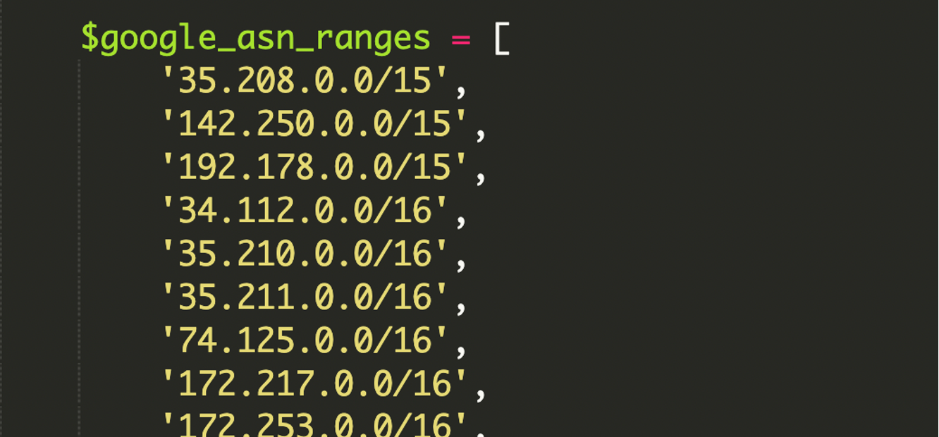 CIDR notation example showing how IP ranges are represented with a slash prefix length