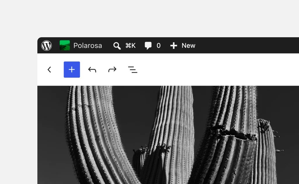 WordPress admin bar displayed in an editor