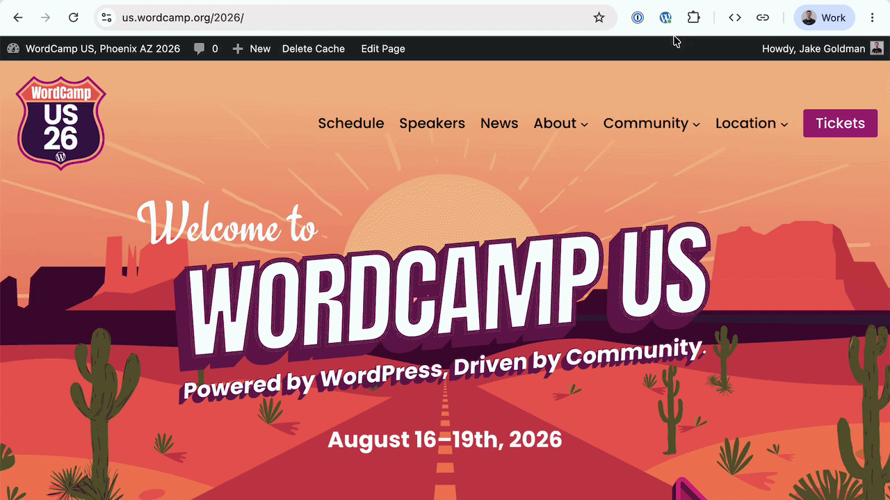 WordPress Browser Extension menu showing controls to hide and restore the admin bar