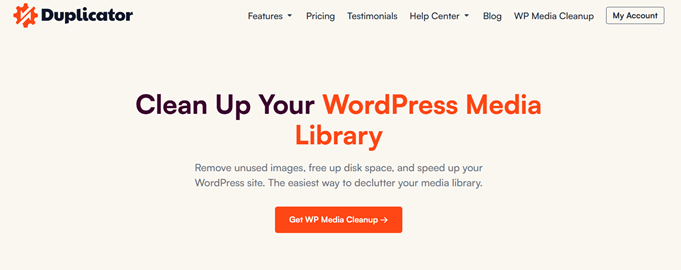 Interface de WP Media Cleanup par Duplicator
