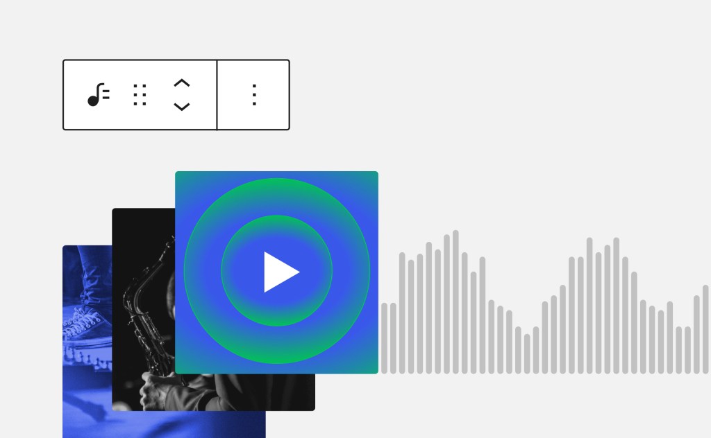 Playlist-block met audiotracks en waveform